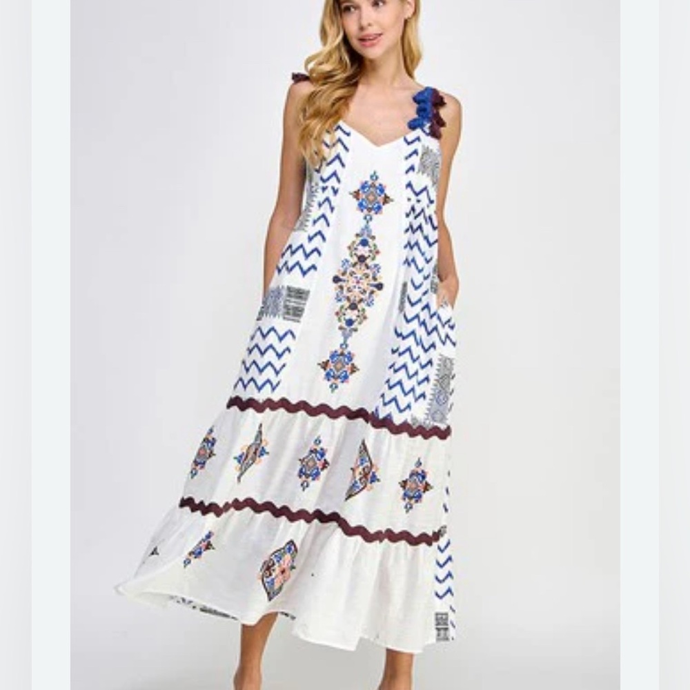 See And B Seen Ric Rac Tassle Maxi Dress Large